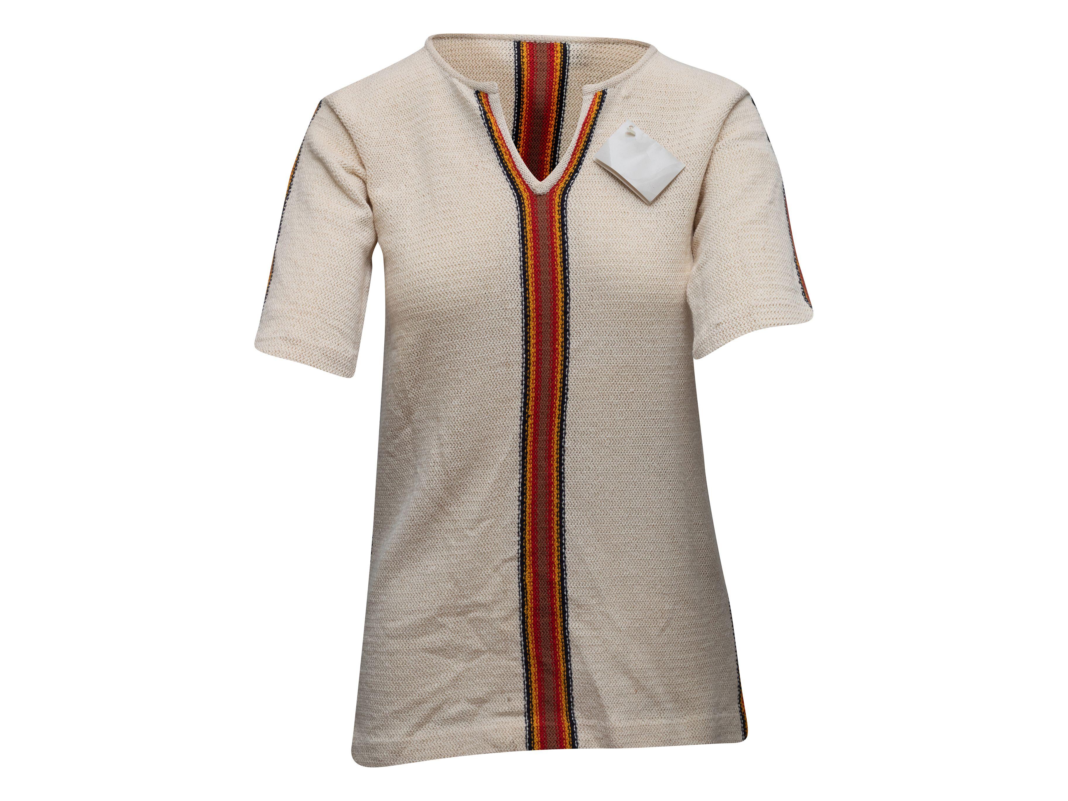 Women's or Men's Pierre Cardin Beige & Multicolor Short Sleeve Top