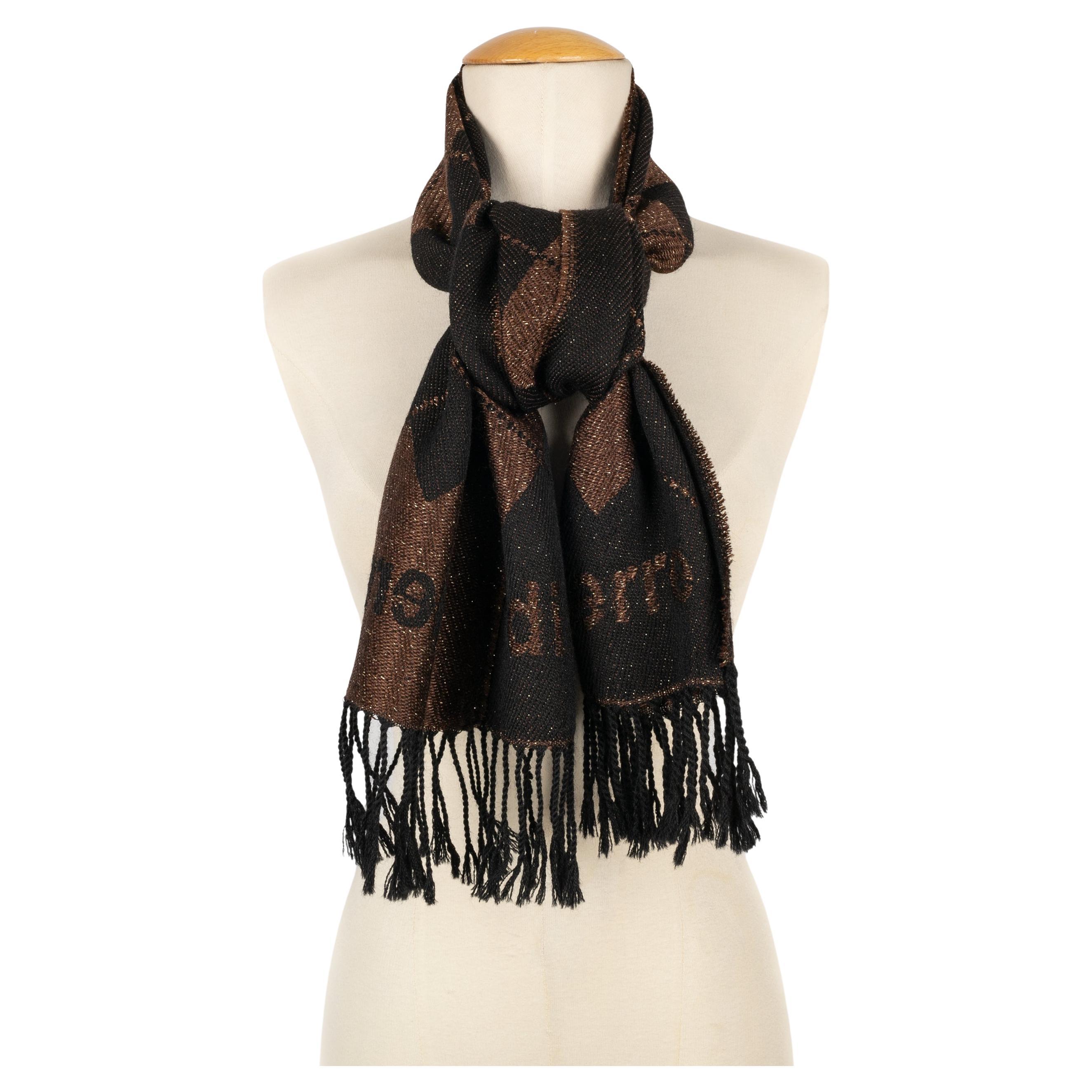 Pierre Cardin Black and Brown Scarf For Sale