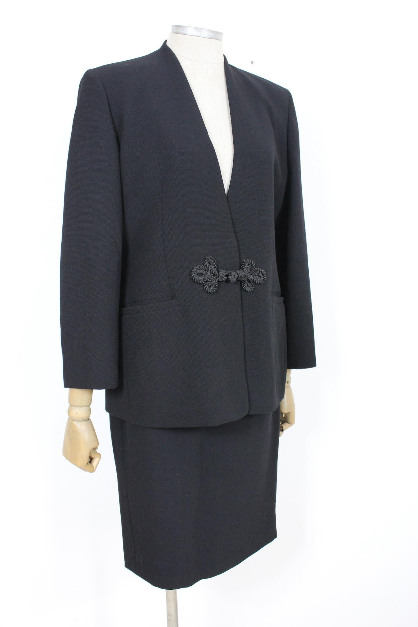 Women's Pierre Cardin Black Elegant Skirt Suit 1980s For Sale