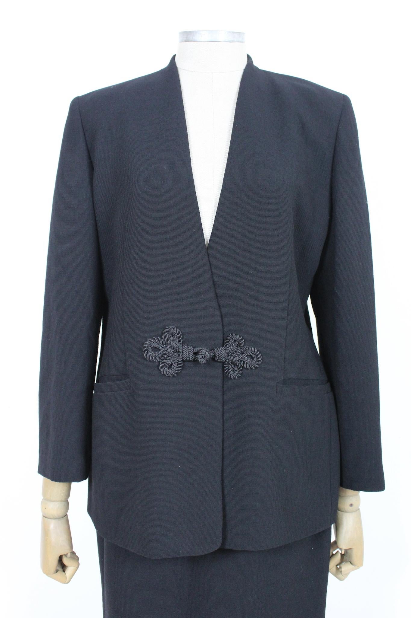 Pierre Cardin Black Elegant Skirt Suit 1980s For Sale 1