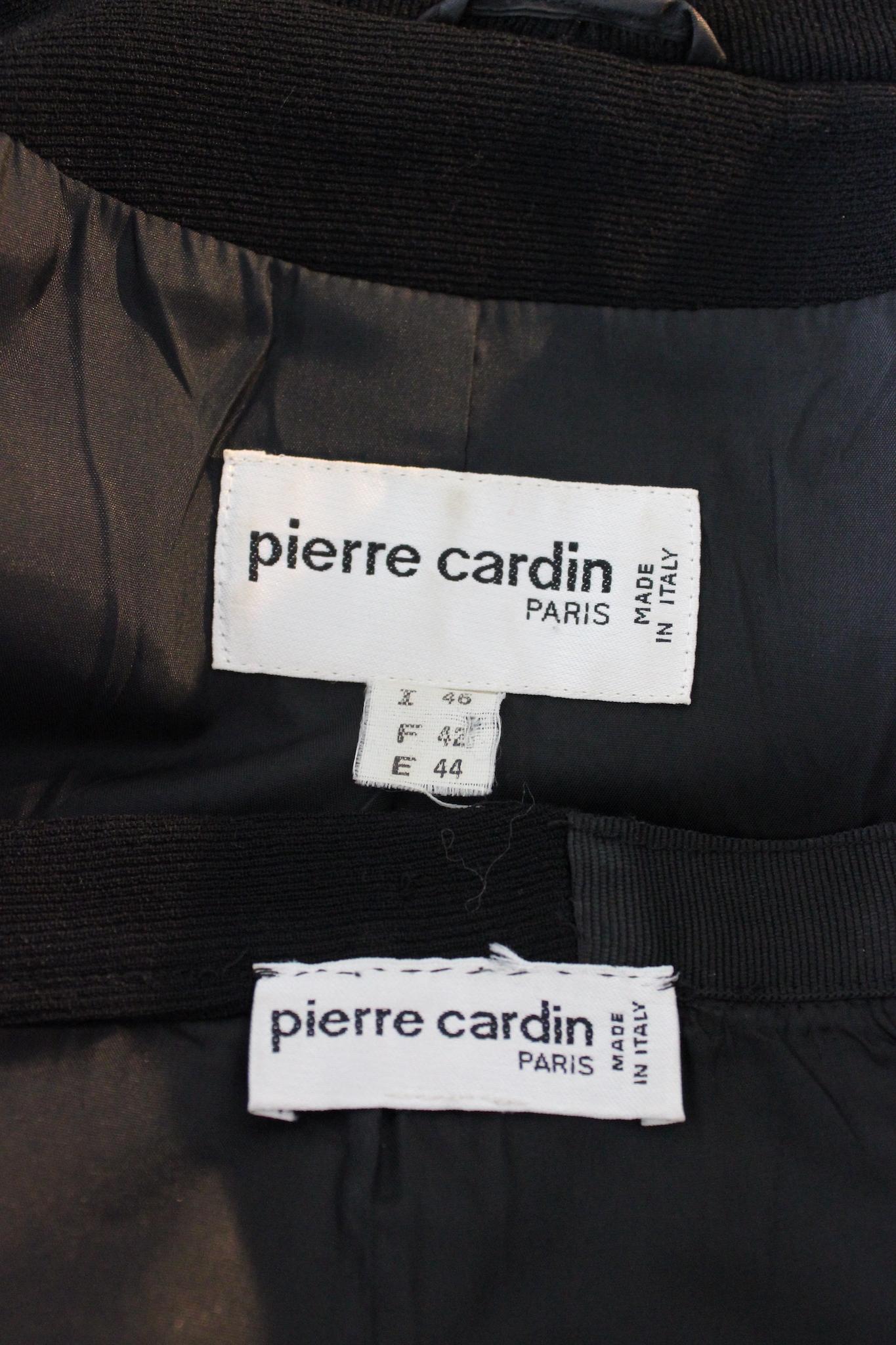 Pierre Cardin Black Elegant Skirt Suit 1980s For Sale 3