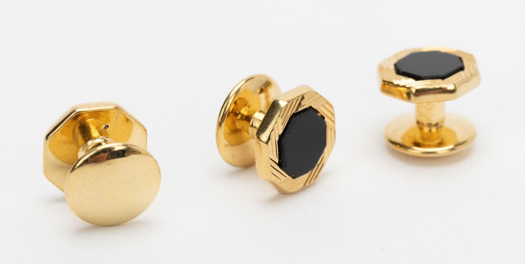 Pierre Cardin Schwarz Gold Manschettenknöpfe Set Herren im Angebot