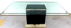 Pierre Cardin Black Lacquer & Brass Pedestal Dining Room/ Conference Table, 1989