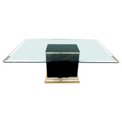 Pierre Cardin Black Lacquer & Brass Pedestal Dining Room/ Conference Table, 1989