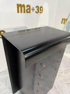 Pierre Cardin Black Lacquered Commode with Brass Details