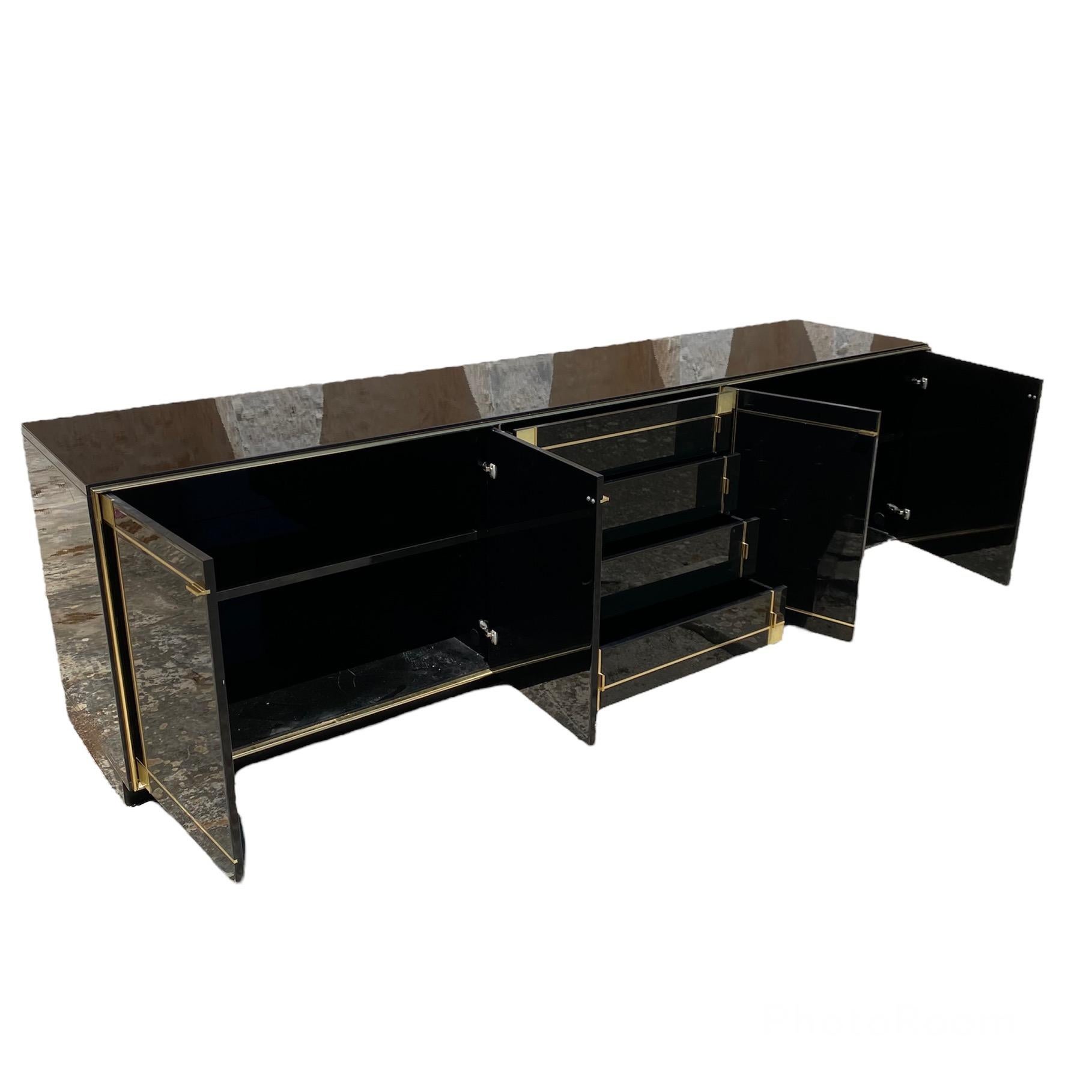 Late 20th Century Pierre Cardin Black Lacquered Sideboard for Roche Bobois For Sale