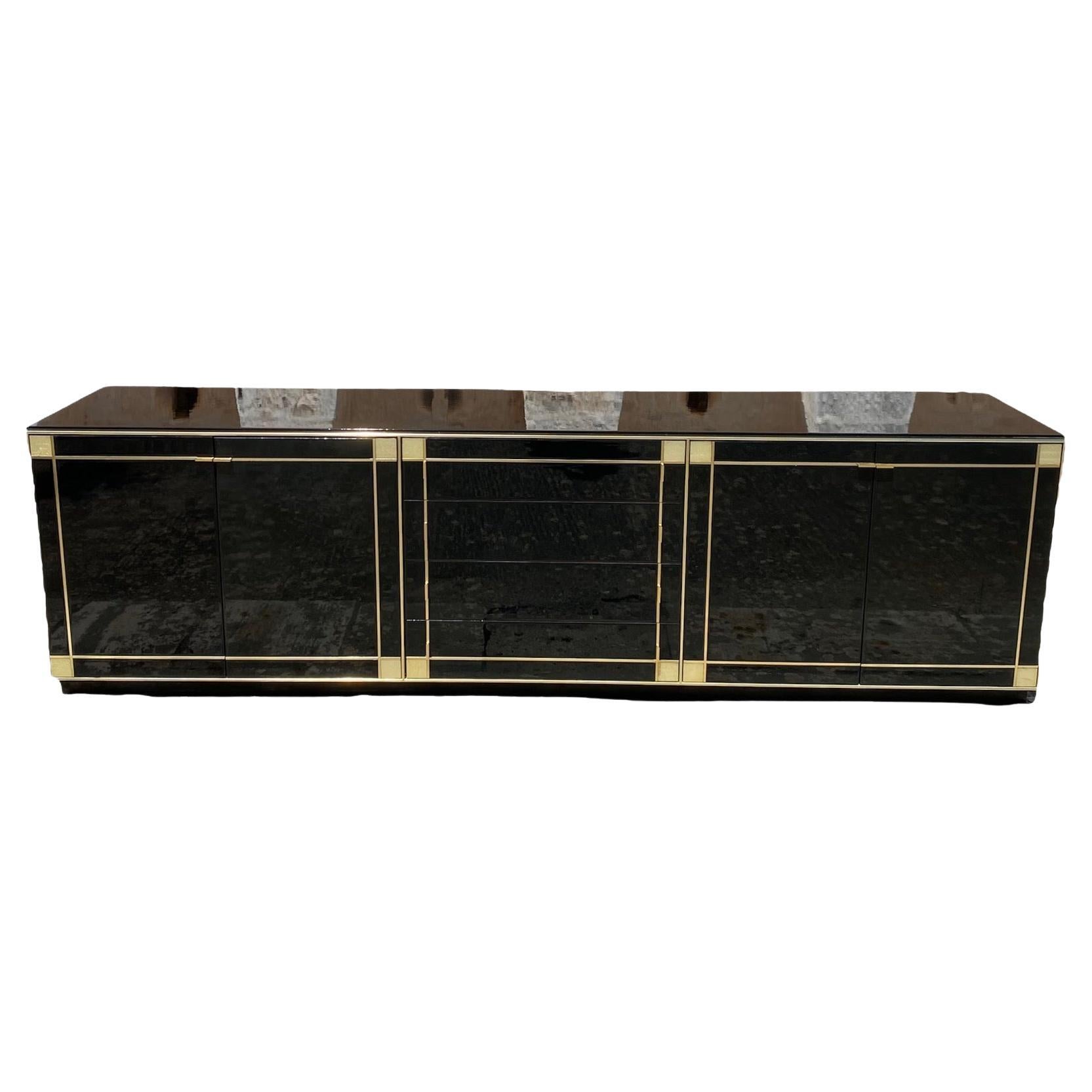 Pierre Cardin Black Lacquered Sideboard for Roche Bobois For Sale