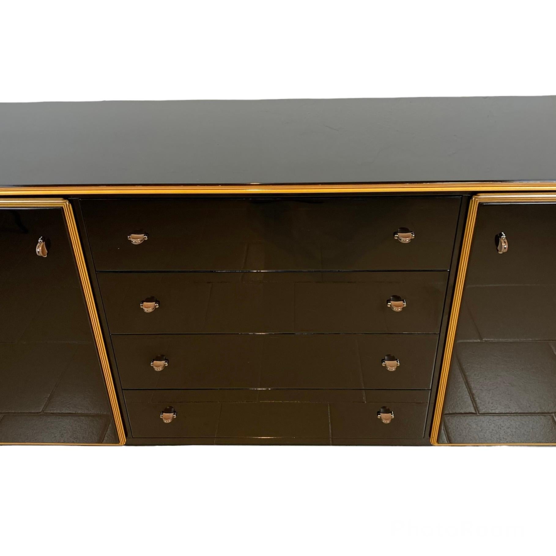 Late 20th Century Pierre Cardin Black Lacquered Sideboard with Shaped Wood