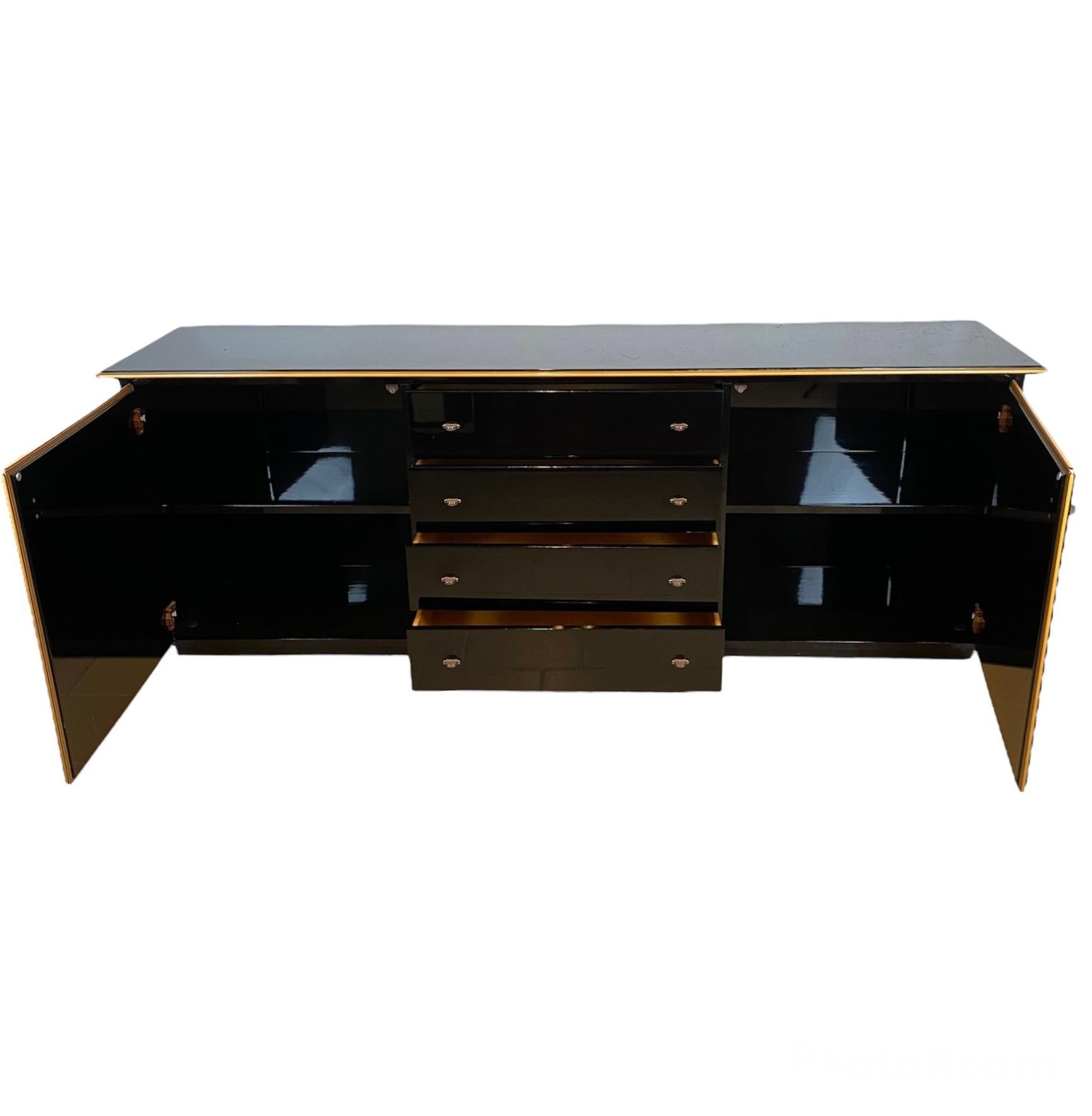 Bakelite Pierre Cardin Black Lacquered Sideboard with Shaped Wood