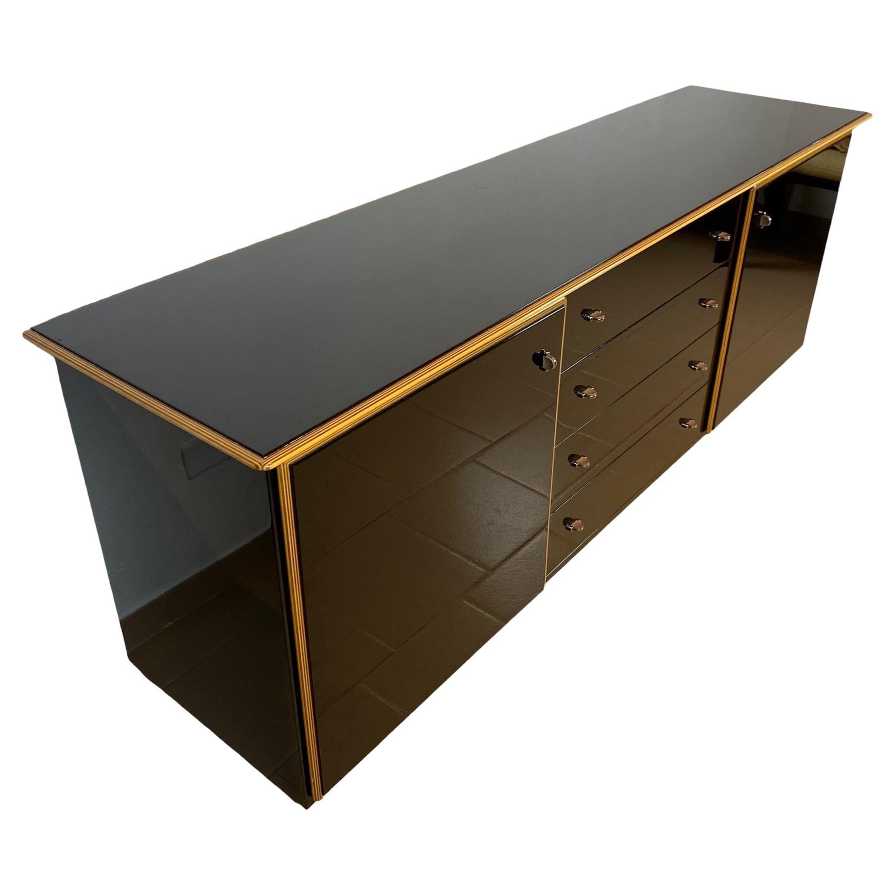 Pierre Cardin Black Lacquered Sideboard with Shaped Wood