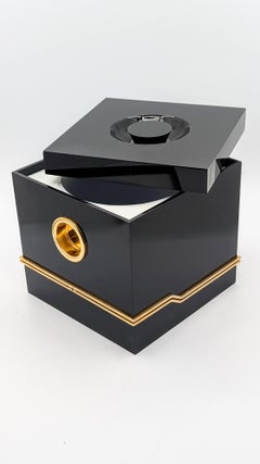 Pierre Cardin Black Lucite and Gold Ice Bucket, 1970s