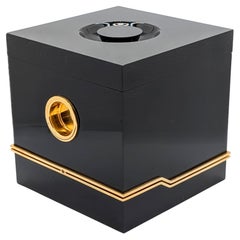 Pierre Cardin Black Lucite and Gold Ice Bucket, 1970s