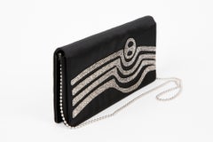 Pierre Cardin Black Silk Evening Clutch Bag