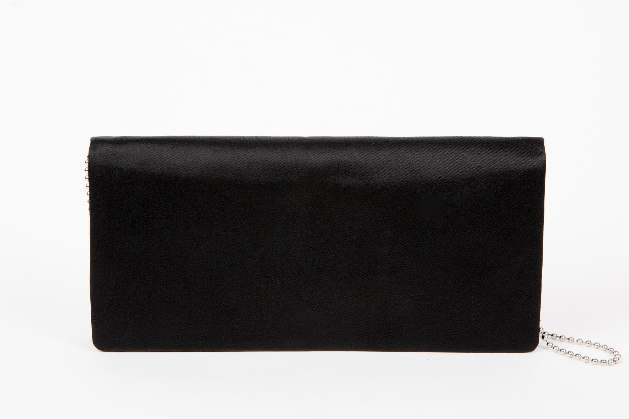 Pierre Cardin Black Silk Evening Clutch Bag In Good Condition For Sale In Paris, FR