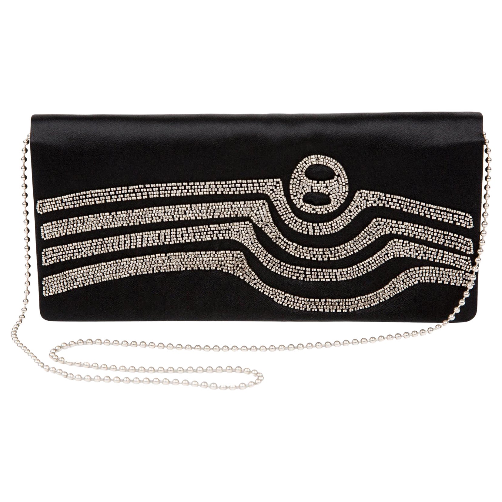 Pierre Cardin Black Silk Evening Clutch Bag