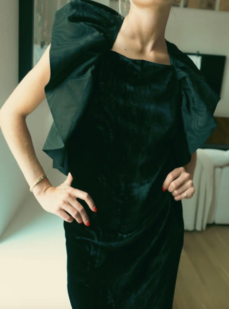 Pierre Cardin Black Velvet Evening Dress For Sale 1