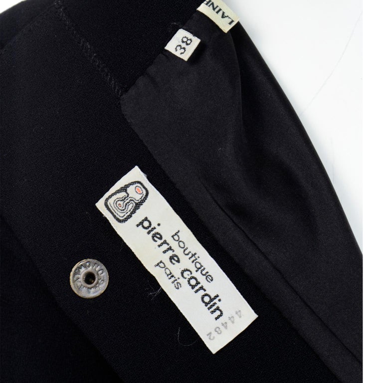 1980s Pierre Cardin Black Vintage Dress W Button Details Lined In Silk For Sale 4