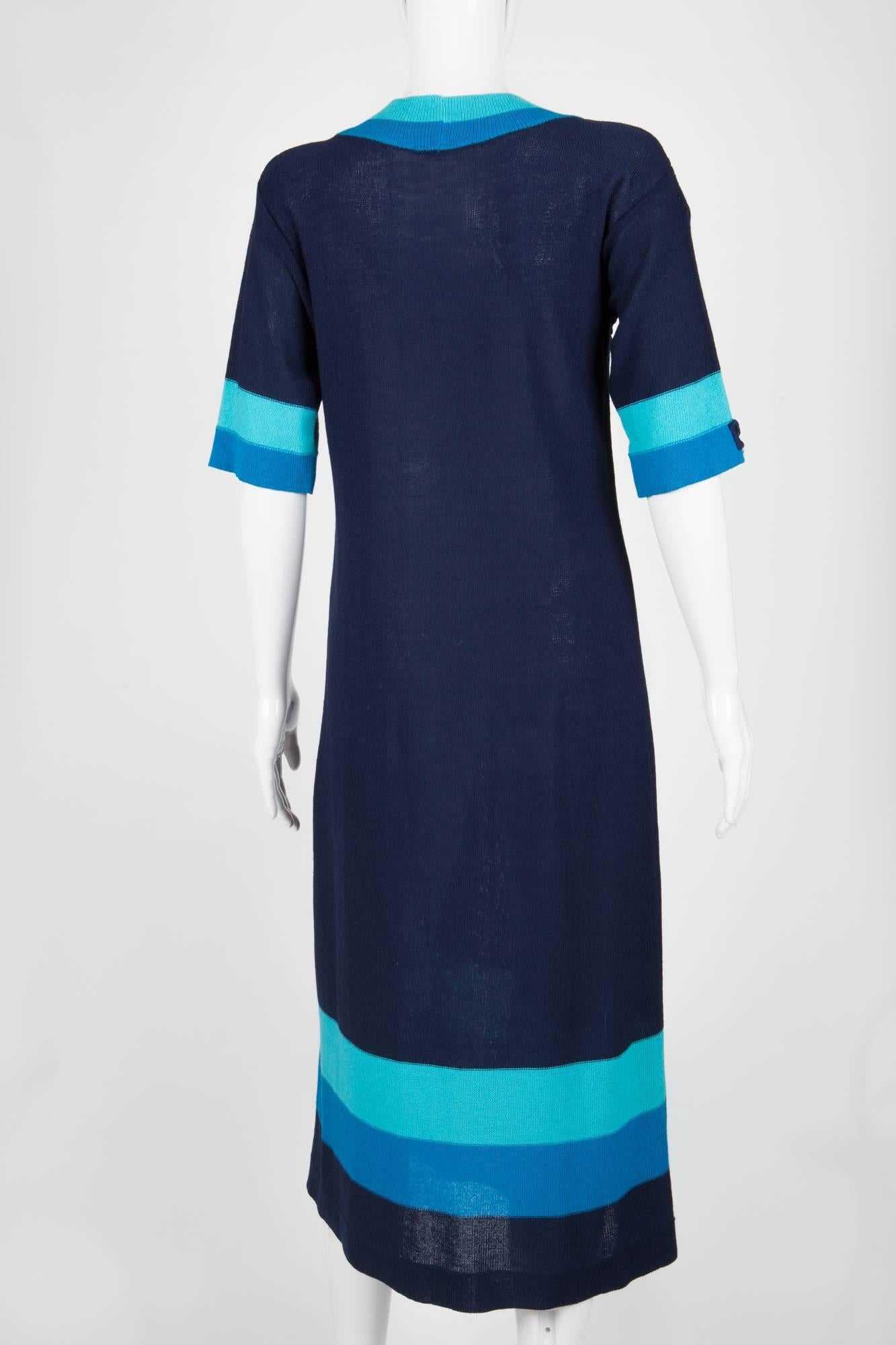 Pierre Cardin Blue Long Dress Bon état - En vente à Paris, FR