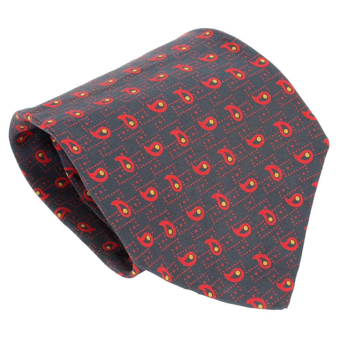 Pierre Cardin Blau Rot Seide Paisley Klassische Krawatte 1980s im Angebot