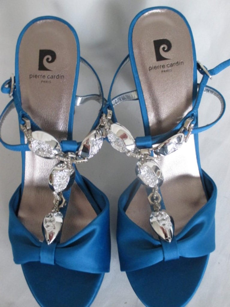 Pierre Cardin New Old Stock Blue Satin Heels For Sale at 1stDibs