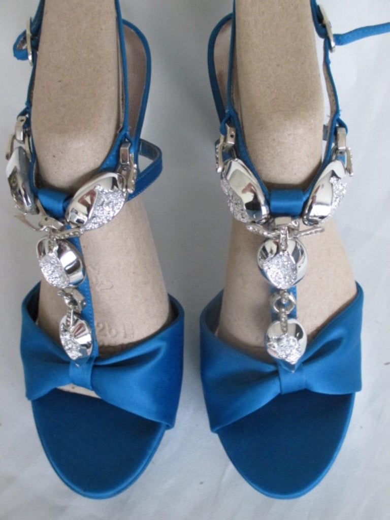 Pierre Cardin New Old Stock Blue Satin Heels For Sale at 1stDibs