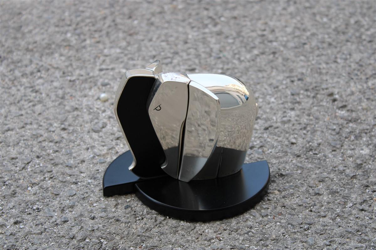 Pierre Cardin Bookend Silver Elephants Black Base Design, 1980 In Good Condition For Sale In Palermo, Sicily