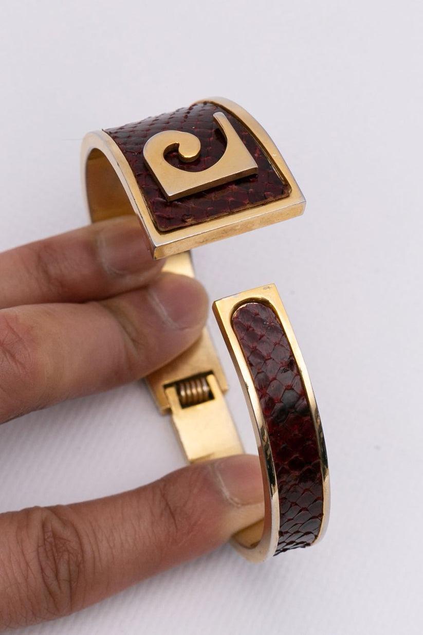 Pierre Cardin Bracelet with Burgundy Lizard For Sale 3