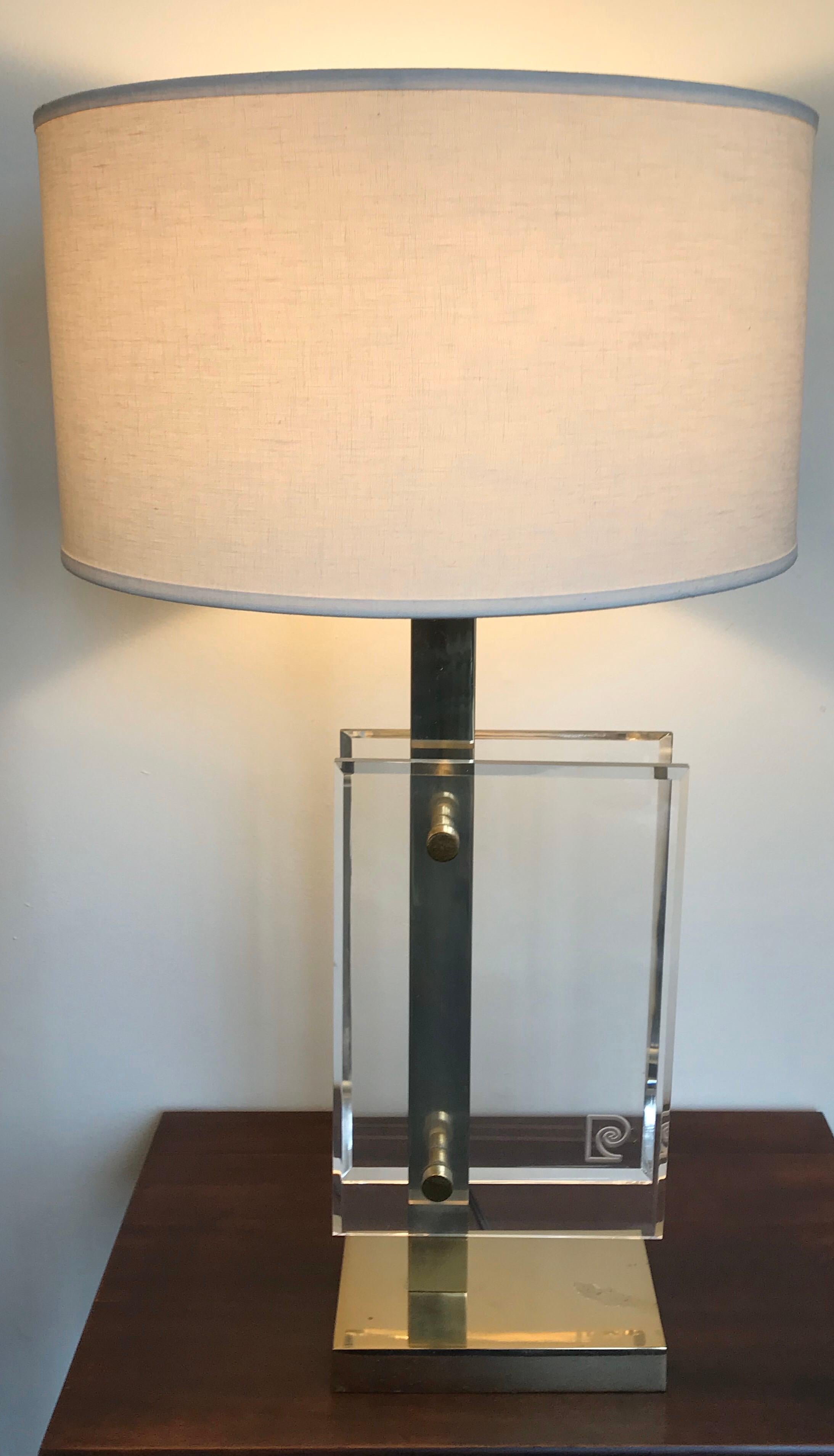 Pierre Cardin Brass and Lucite Table Lamp for Laurel Lamp Company In Good Condition For Sale In Bedford Hills, NY