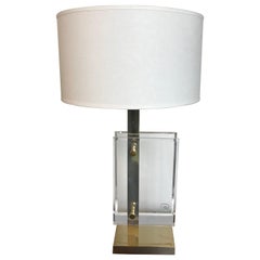 Lampe de table en laiton et lucite Pierre Cardin pour Laurel Lamp Company