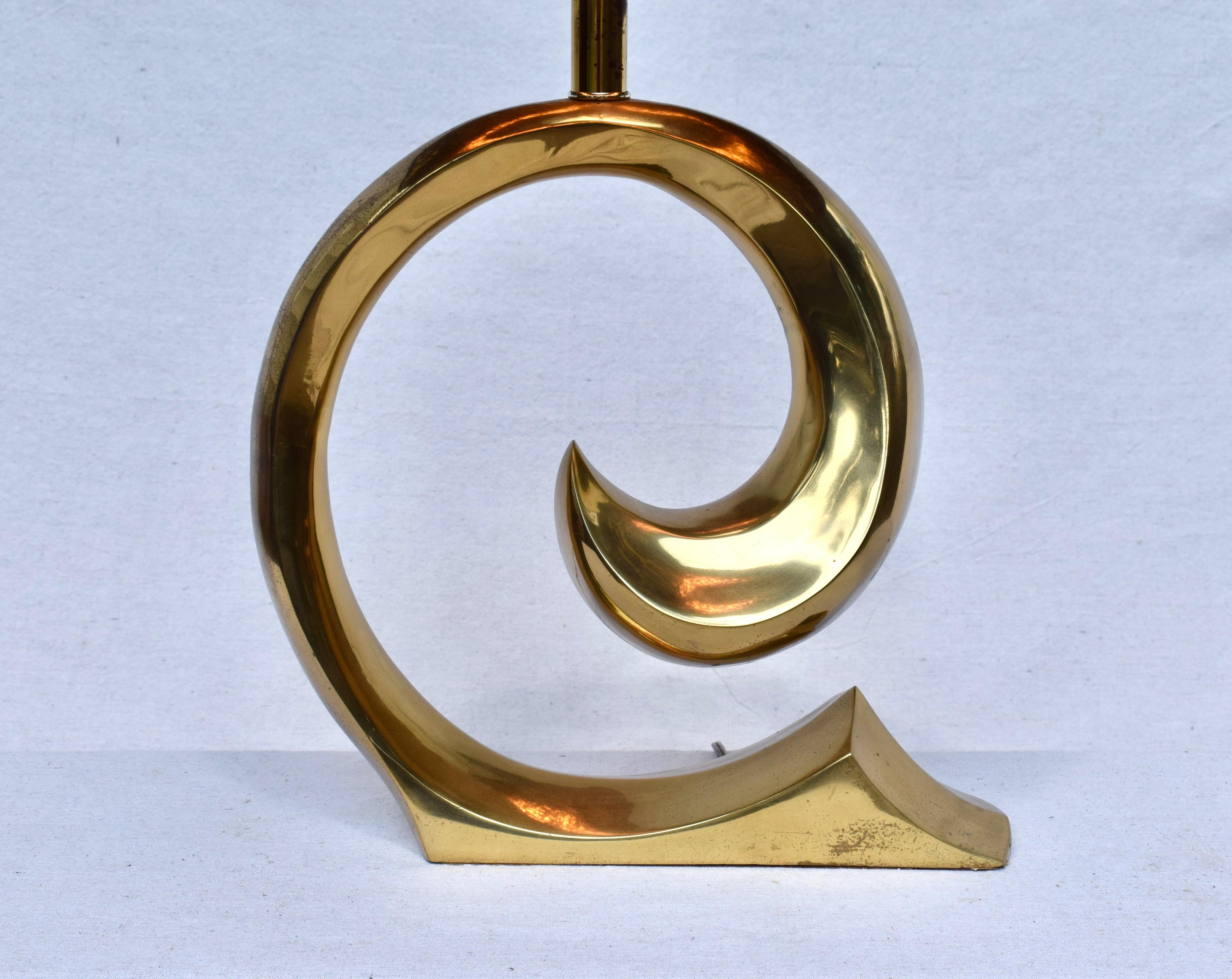 20th Century Pierre Cardin Brass Lamps, With Matching Shades Pair