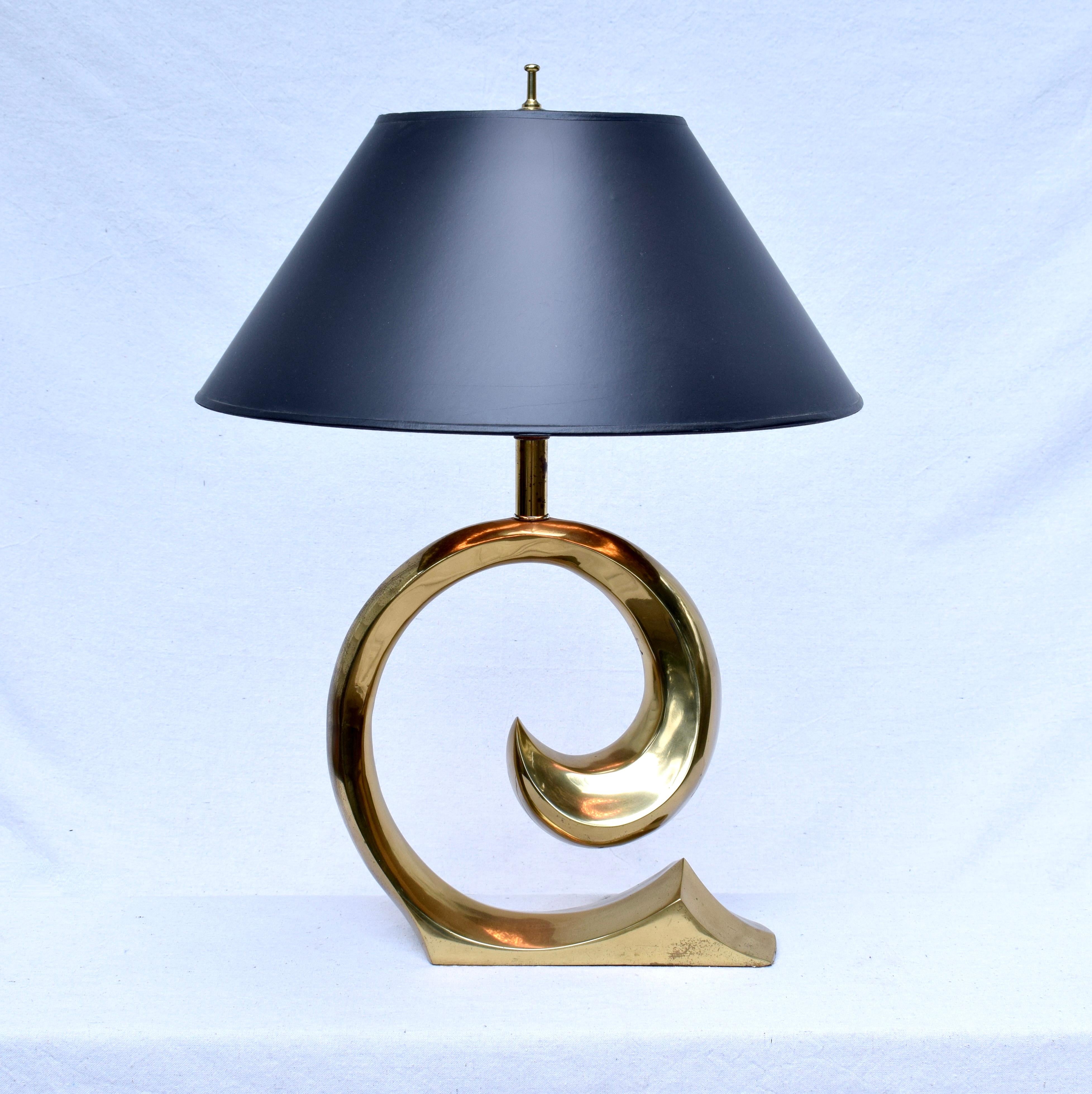 Pierre Cardin Brass Lamps, With Matching Shades Pair 2