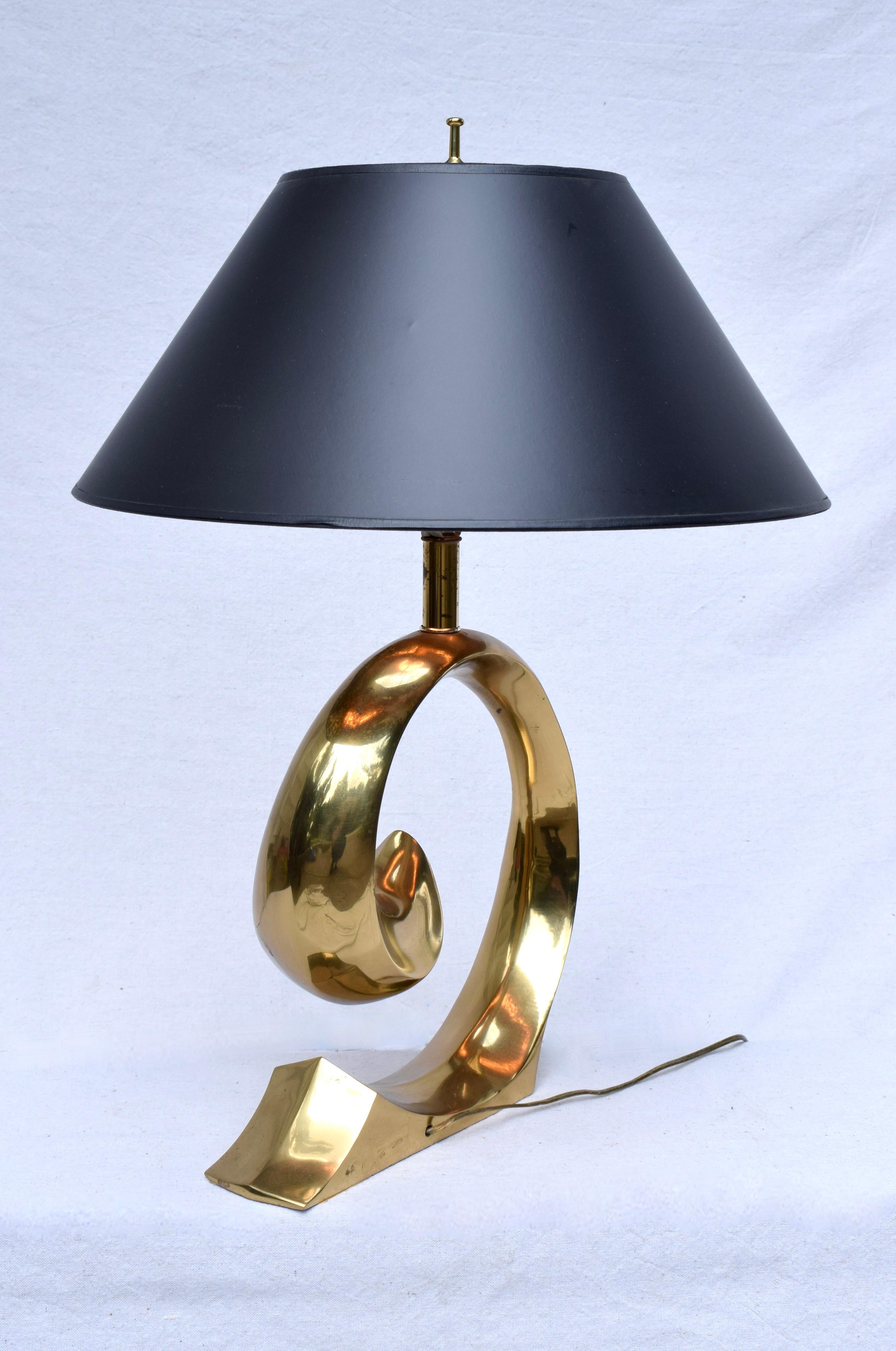 Pierre Cardin Brass Lamps, With Matching Shades Pair 3
