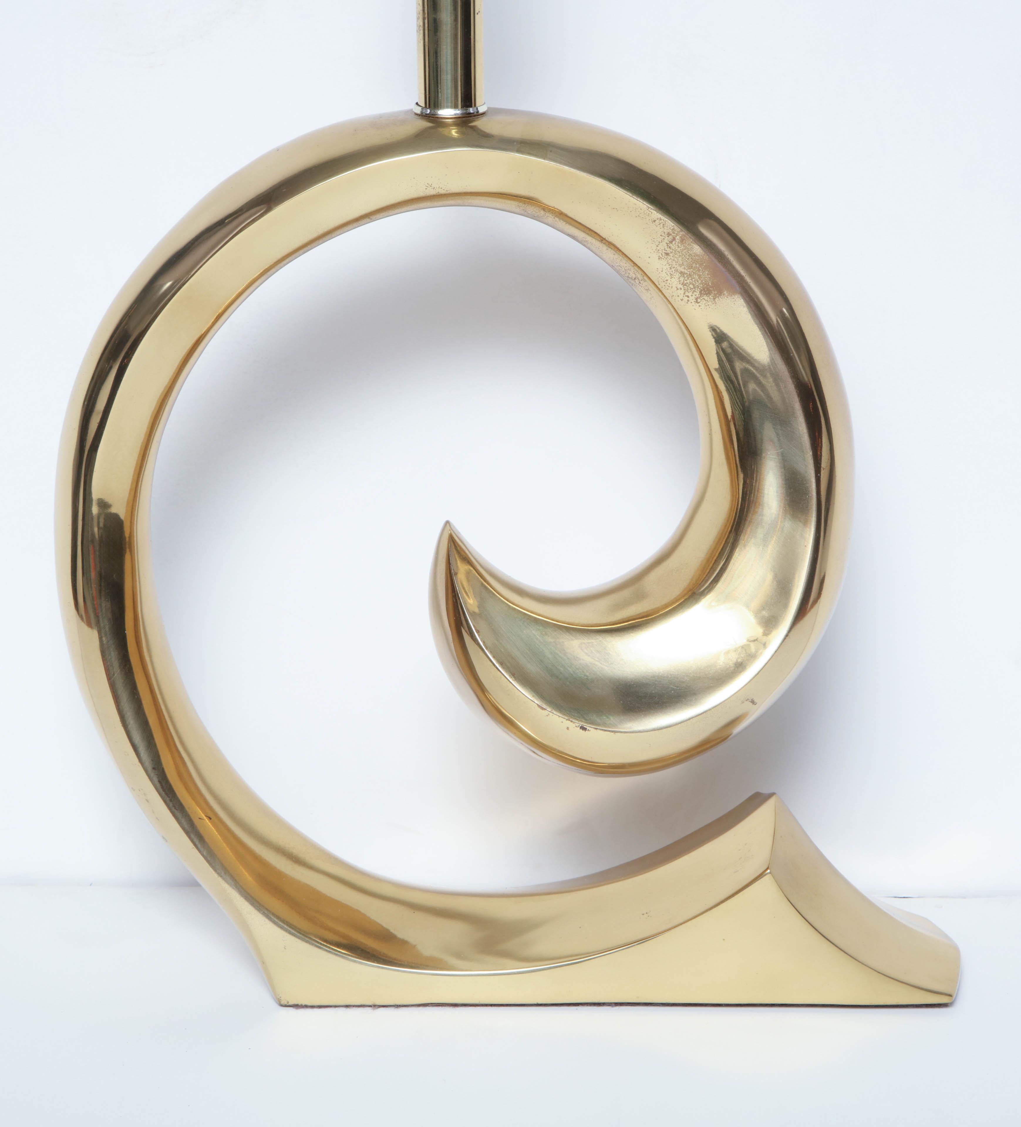 Modern Pierre Cardin Brass Swoosh Table Lamp