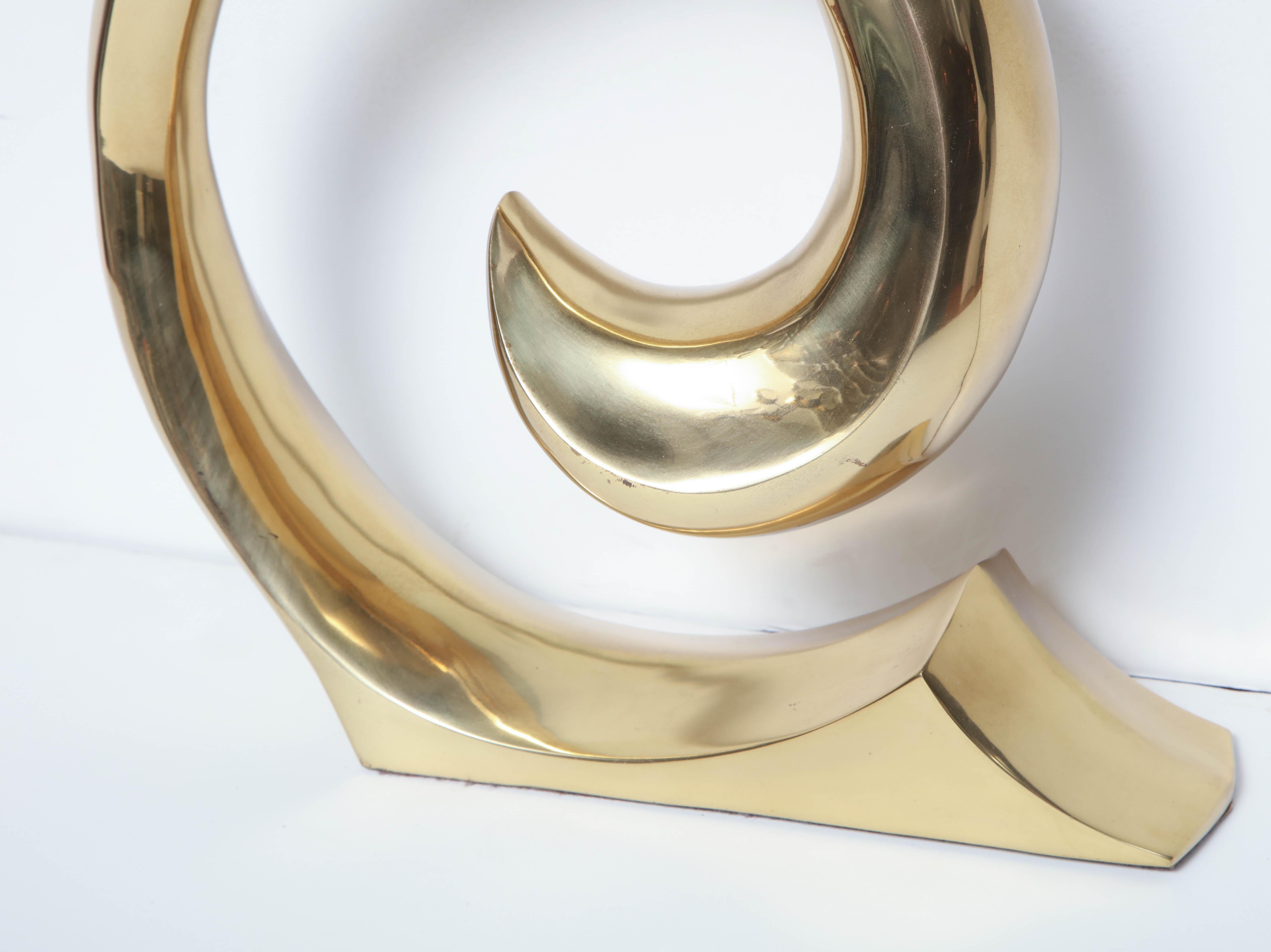 Pierre Cardin Brass Swoosh Table Lamp In Good Condition In New York, NY