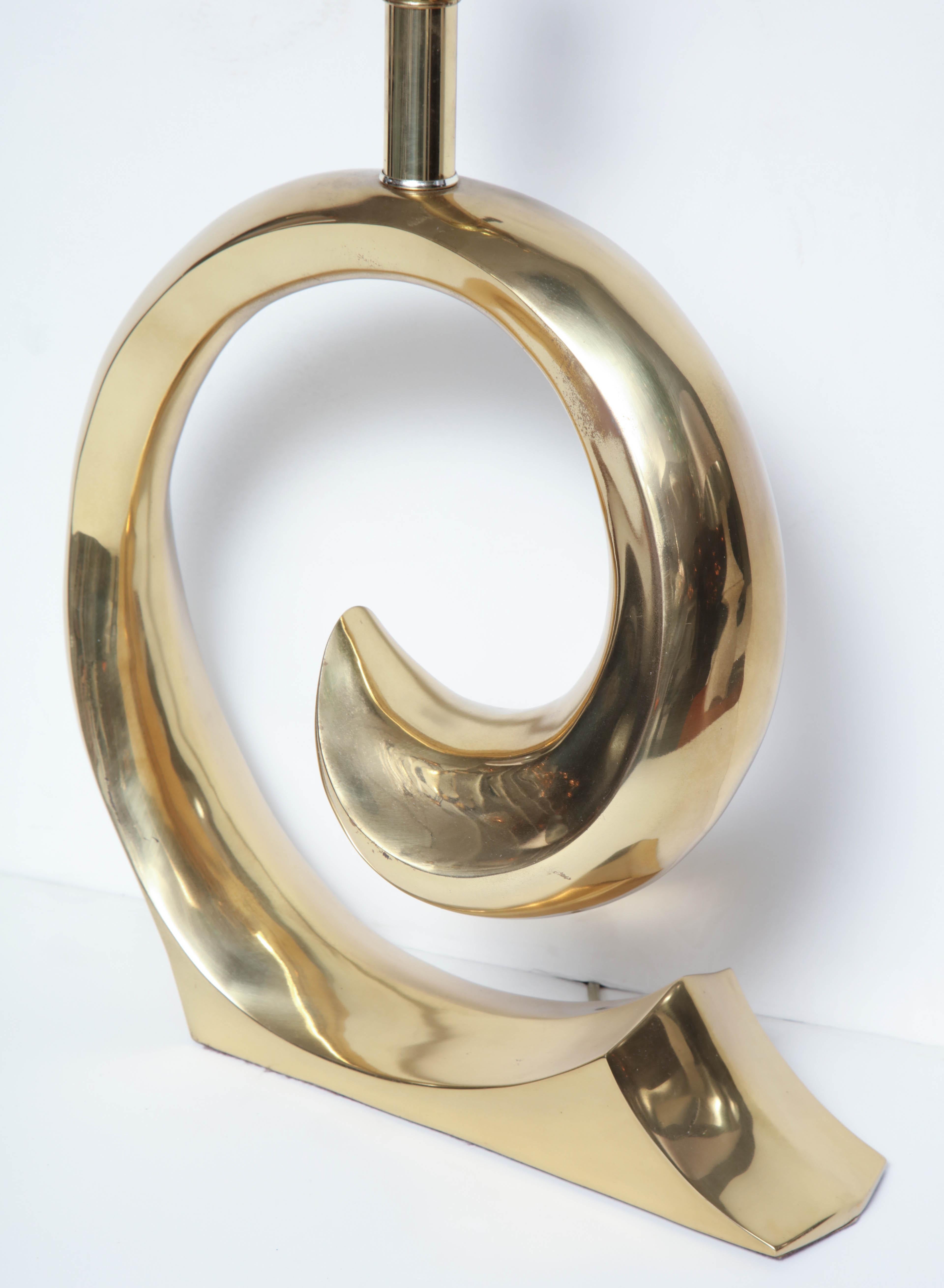 Late 20th Century Pierre Cardin Brass Swoosh Table Lamp