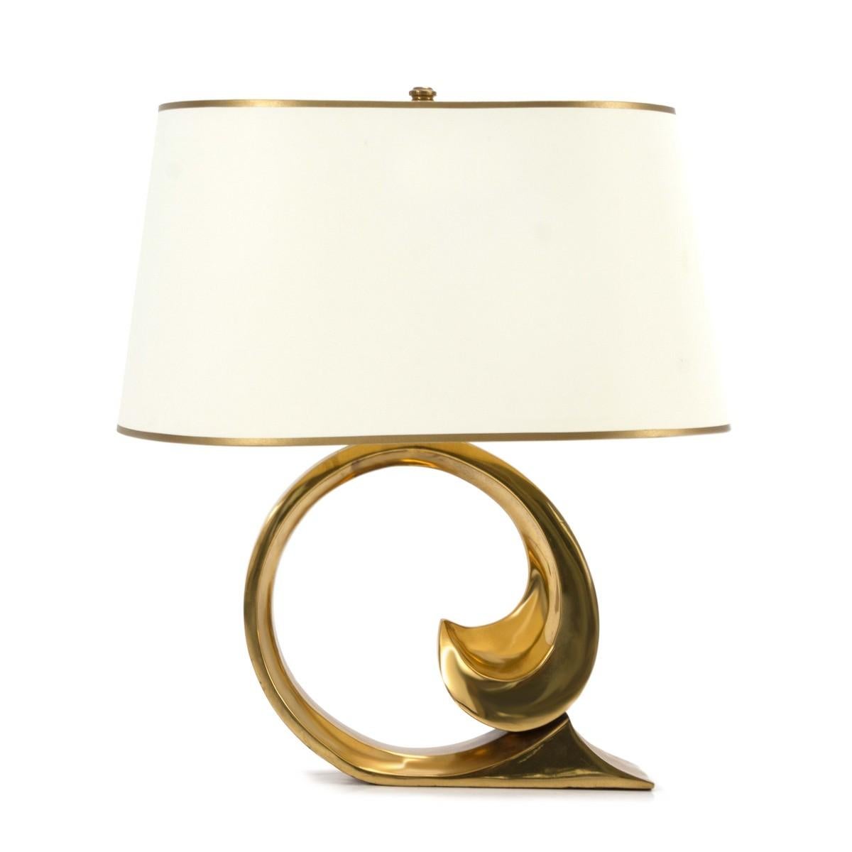 Mid-Century Modern Pierre Cardin Brass Table Lamp with Custom Shade