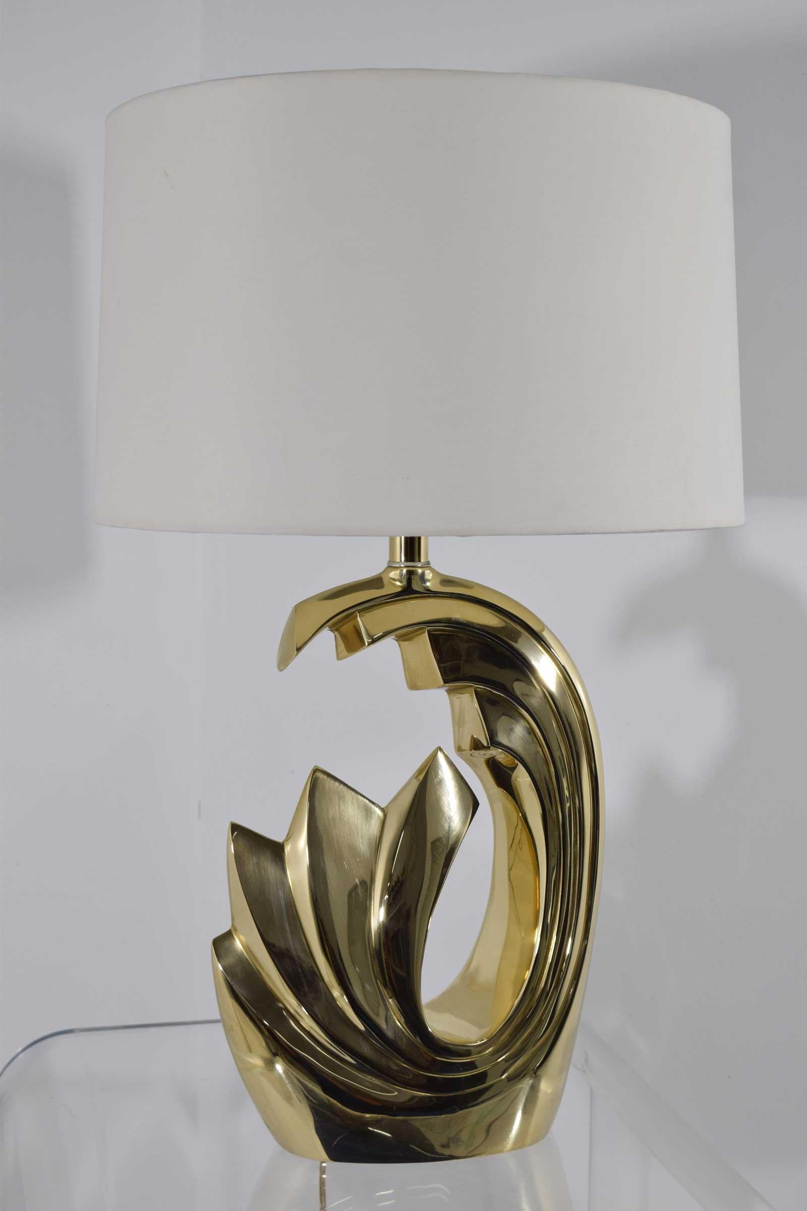 Mid-Century Modern Pierre Cardin Brass Tidal Wave Lamps