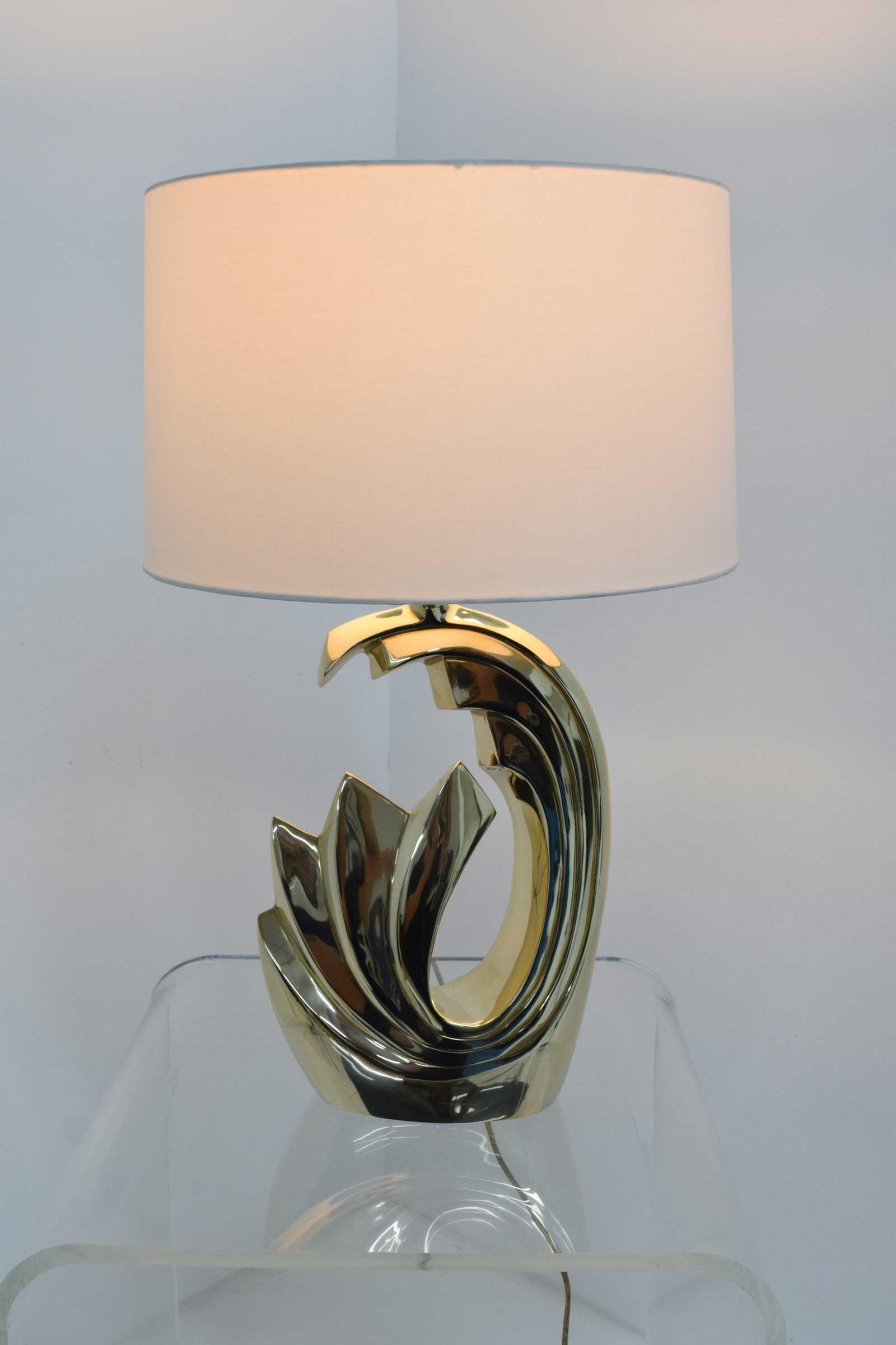 Pierre Cardin Brass Tidal Wave Lamps 1