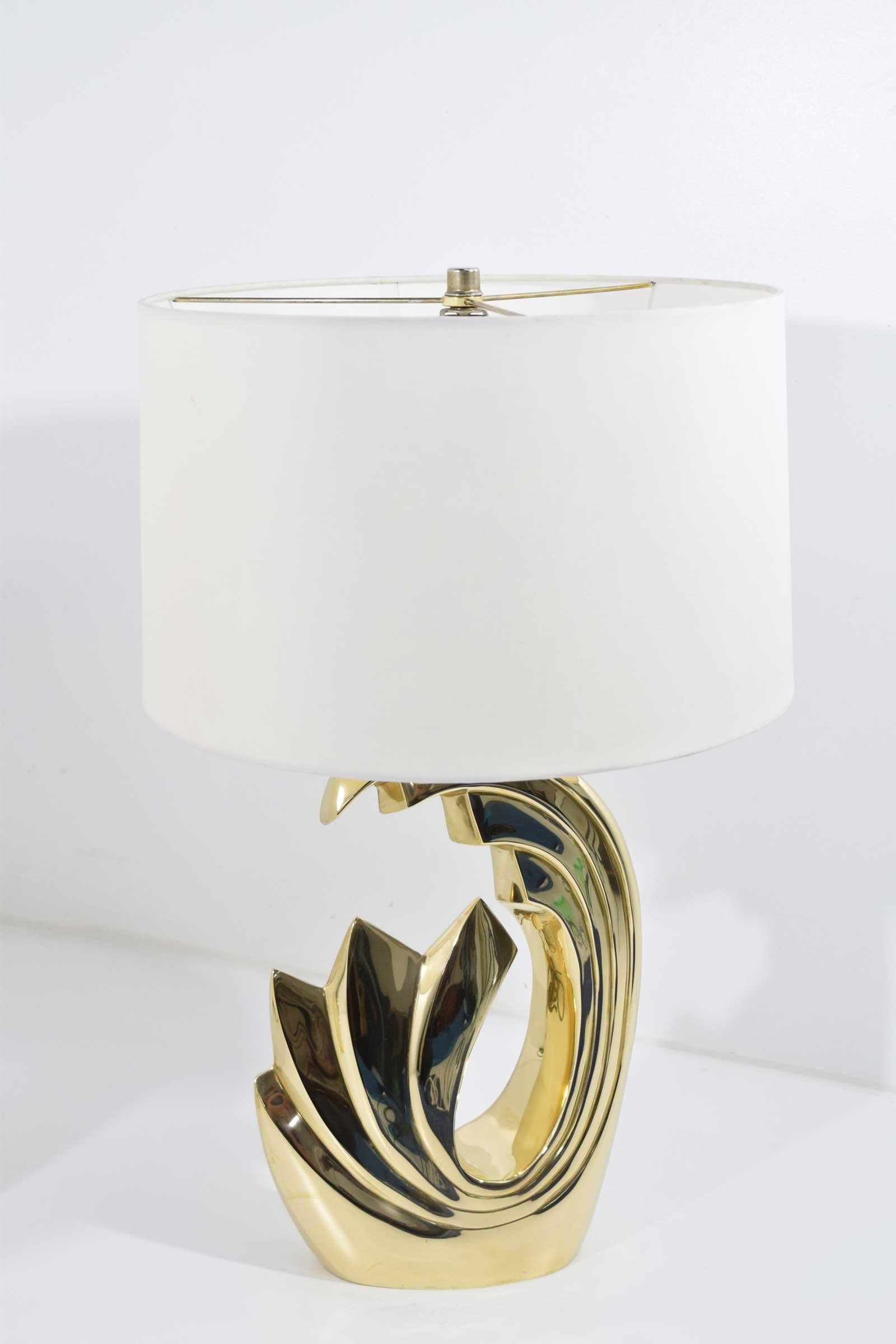 Pierre Cardin Brass Tidal Wave Lamps 3