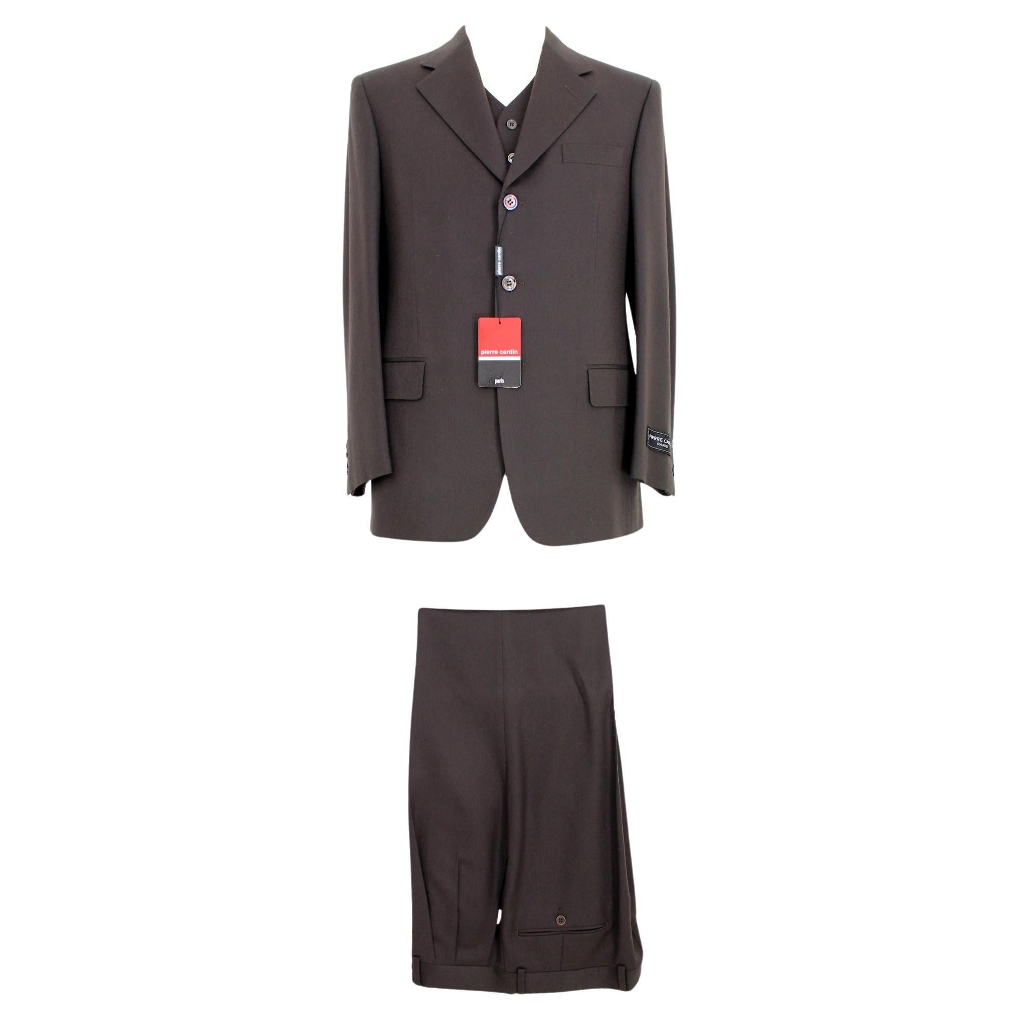 Pierre Cardin - Costume pantalon cérémonie en cachemire marron, vintage en vente