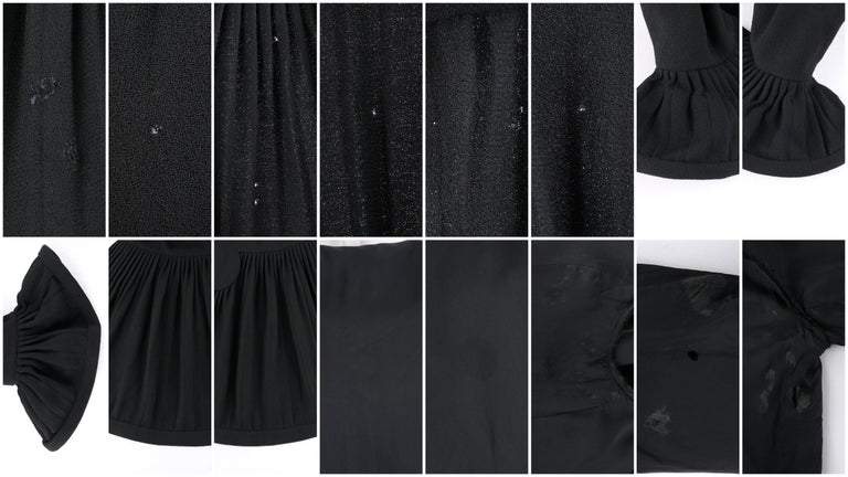 PIERRE CARDIN c.1960’s Mod Space Age Black Drop Waist Dress Accordion Pleating For Sale 3