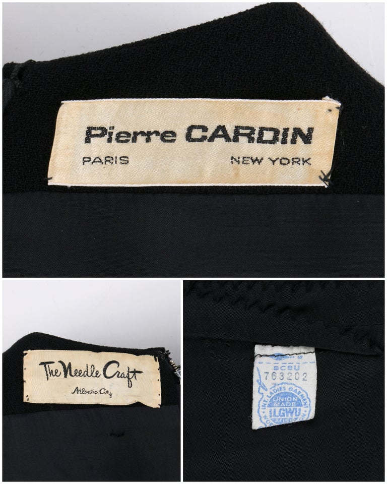 PIERRE CARDIN c.1960’s Mod Space Age Black Drop Waist Dress Accordion Pleating For Sale 4