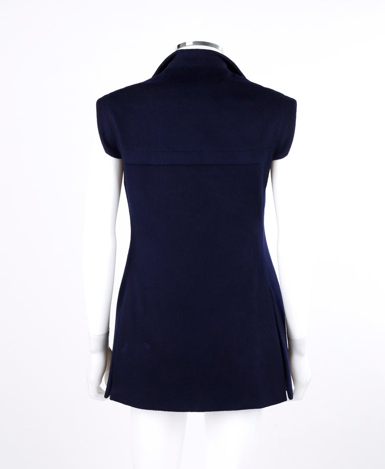 PIERRE CARDIN c.1960’s Navy Blue Extended Shoulder Double Breasted Vest ...