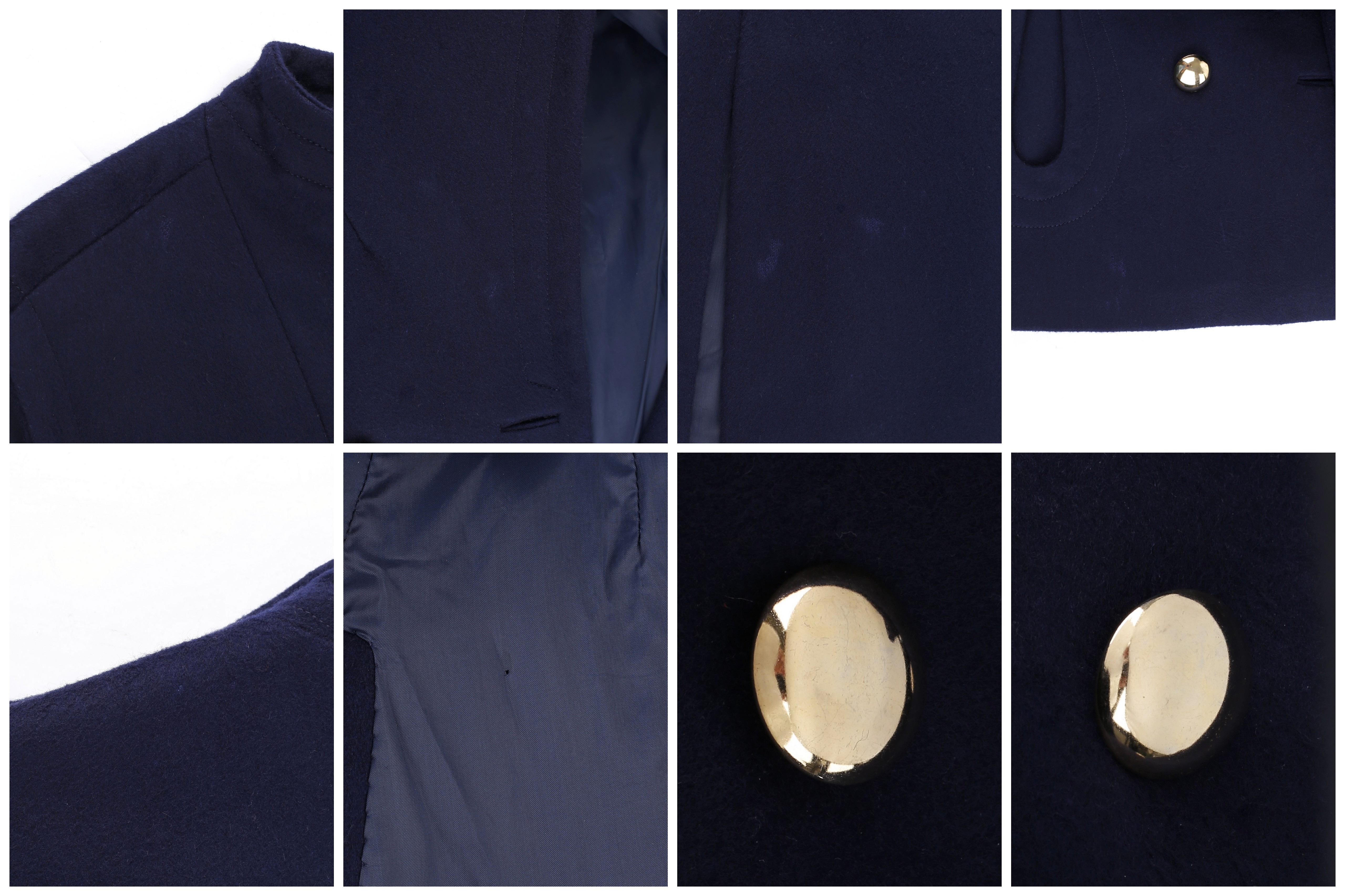 PIERRE CARDIN c.1960’s Navy Blue Extended Shoulder Double Breasted Vest Jacket For Sale 1