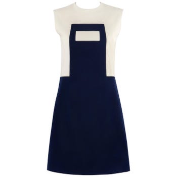 Pierre Cardin Navy and Cream Geometric Mod Mini Dress, ca. 1960s