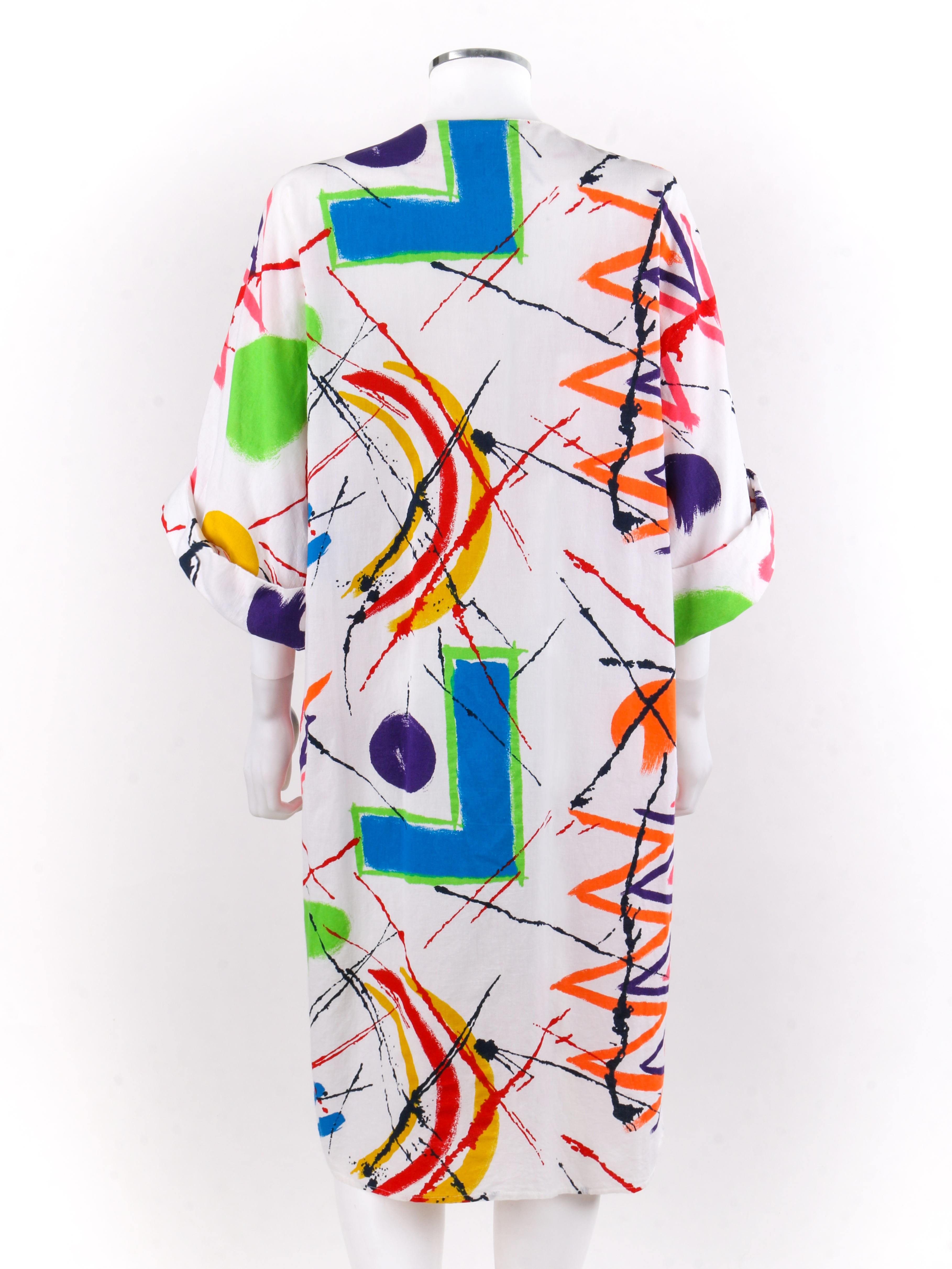 Women's PIERRE CARDIN c.1980’s Multi-color Abstract Painterly Tunic Smock Dress 