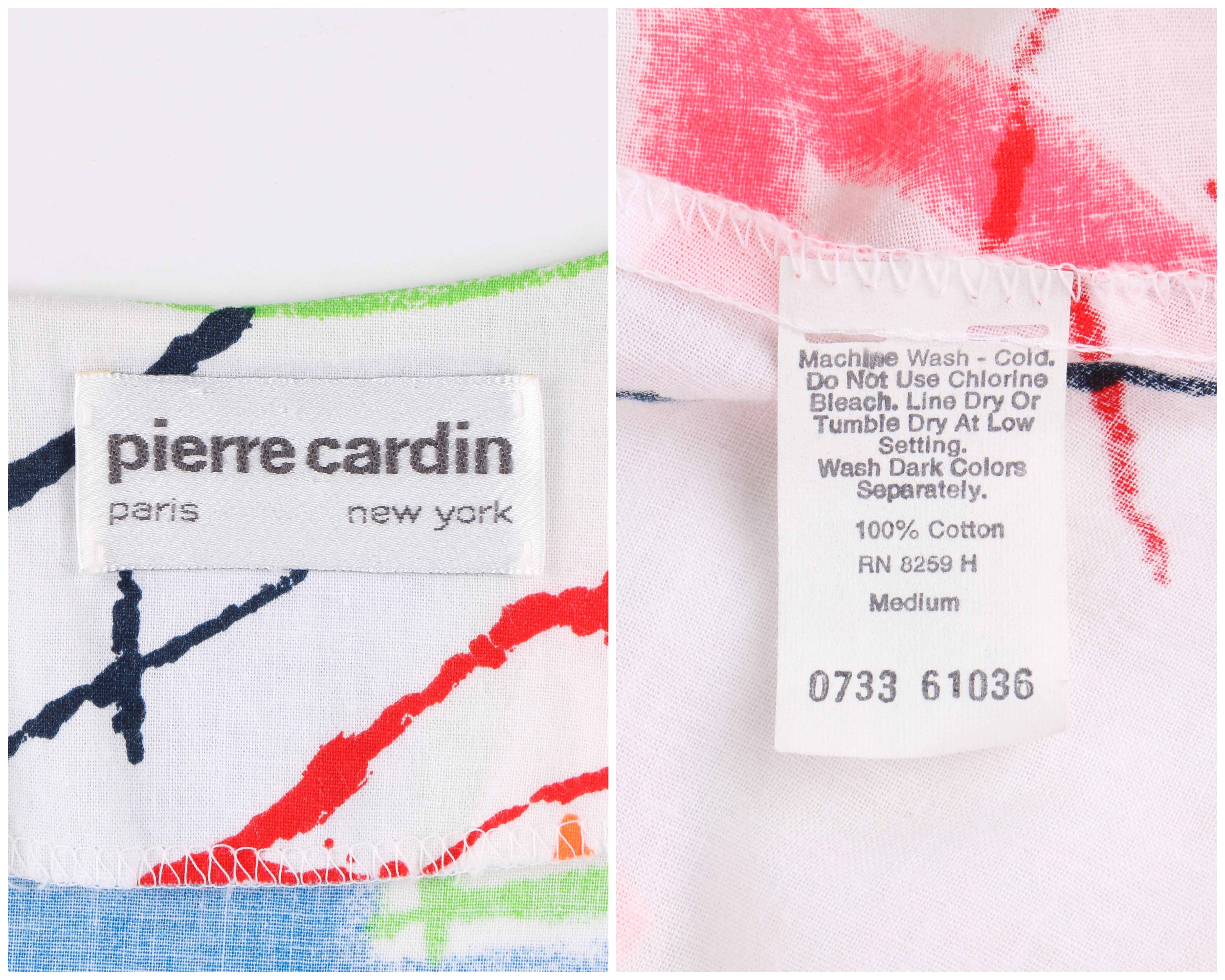 PIERRE CARDIN c.1980’s Multi-color Abstract Painterly Tunic Smock Dress  3
