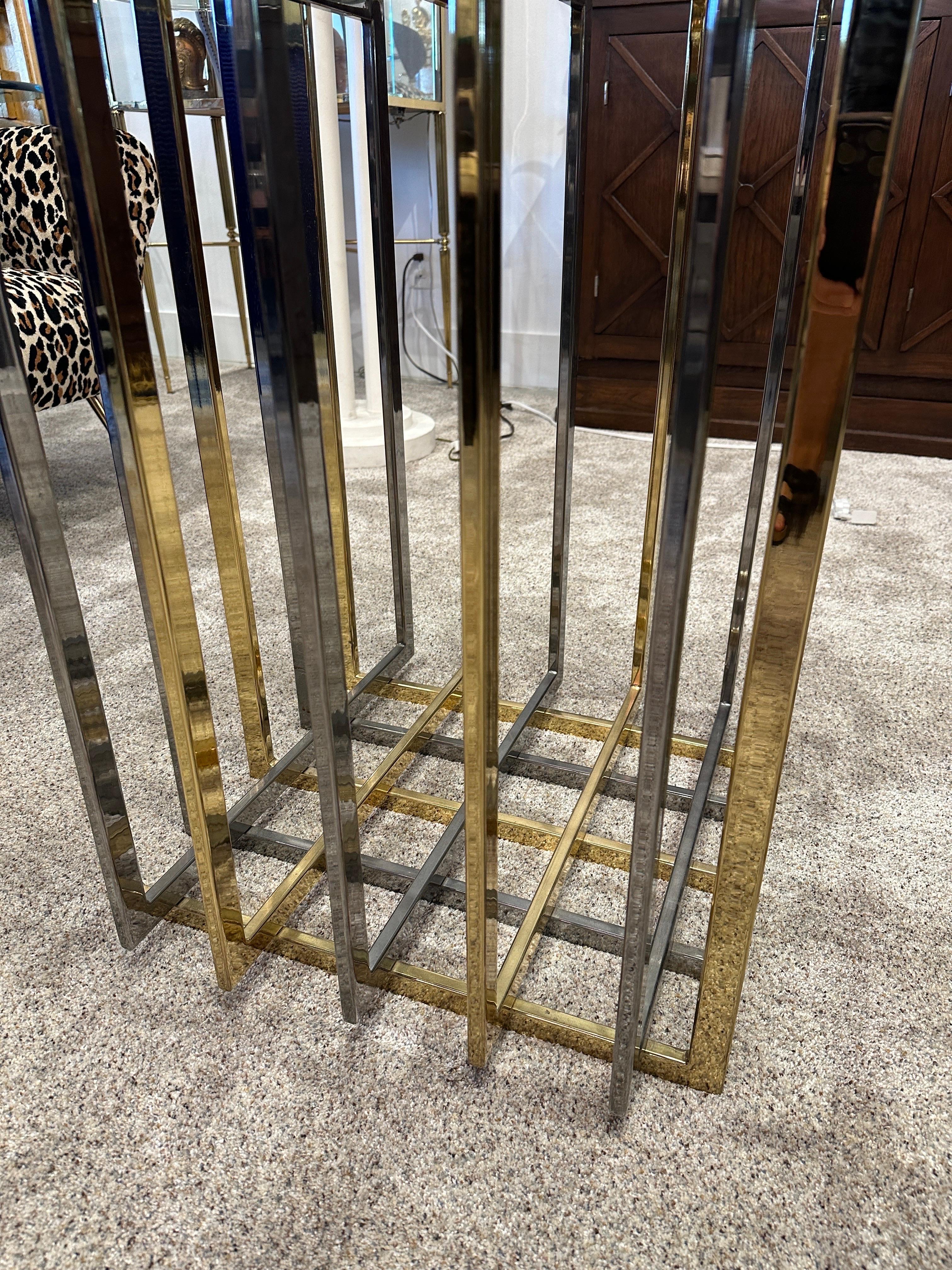 Mid-Century Modern Pierre Cardin Cage Style Base Dining Table in Mixed-Metals For Sale