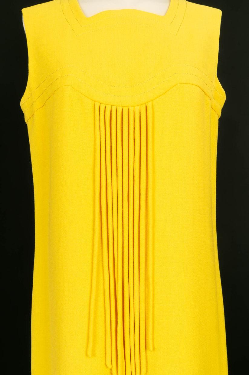 Pierre Cardin Canary Yellow Wool Blend Dress For Sale 1