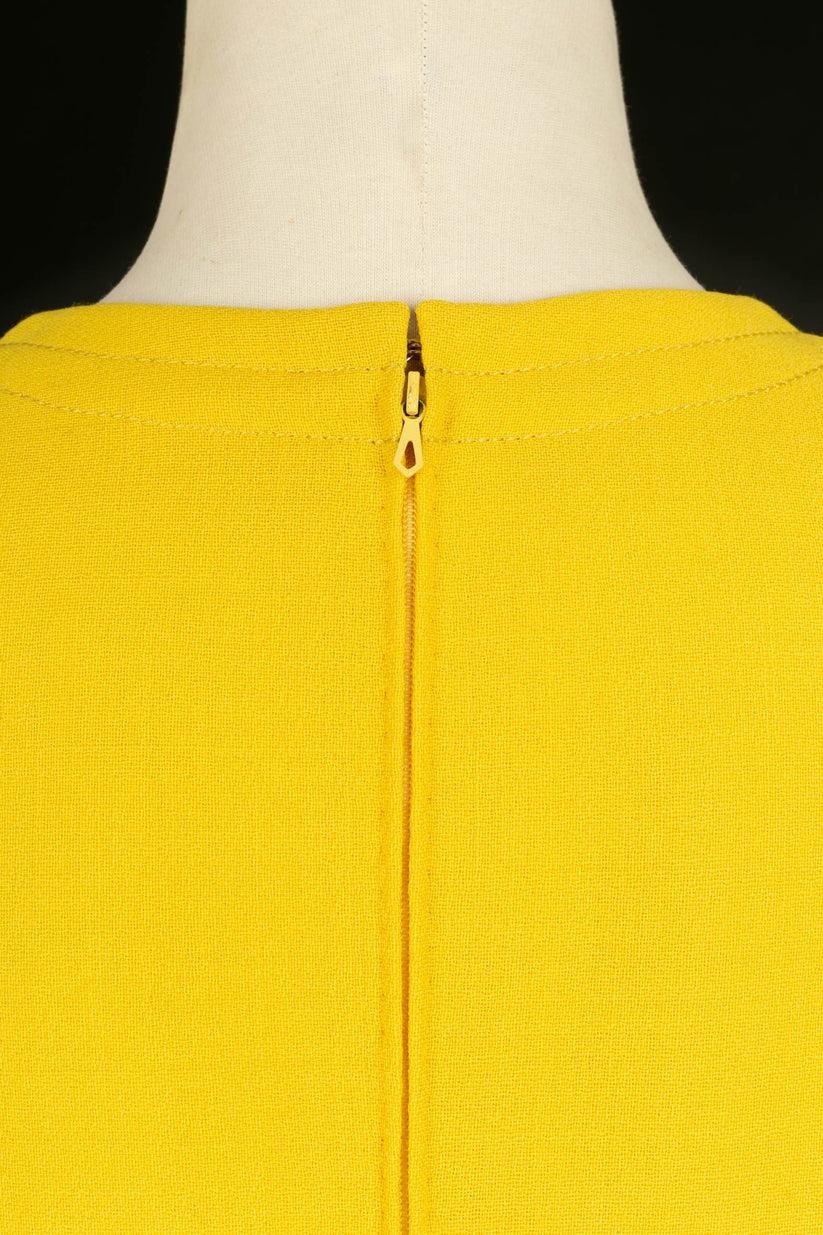 Pierre Cardin Canary Yellow Wool Blend Dress For Sale 2